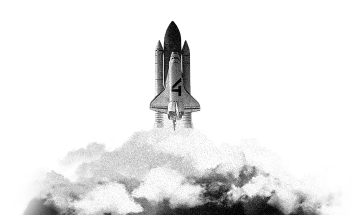 Imagem de um foguete decolando com o logo da 4Linux