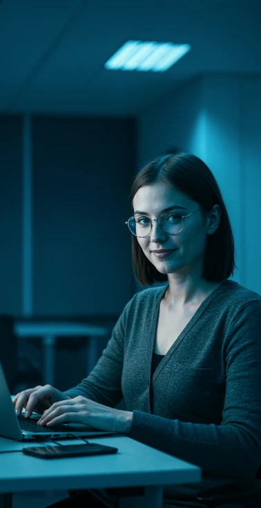 Mulher mexendo no computador
